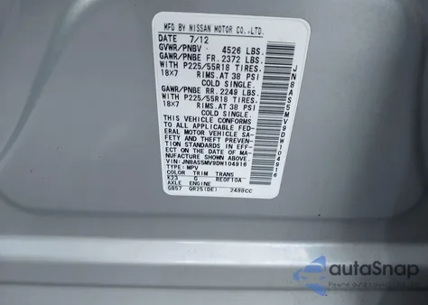 2013 Nissan Rogue Sv W/Sl Pkg z USA, uszkodzony, nr VIN JN8AS5MV9DW104916